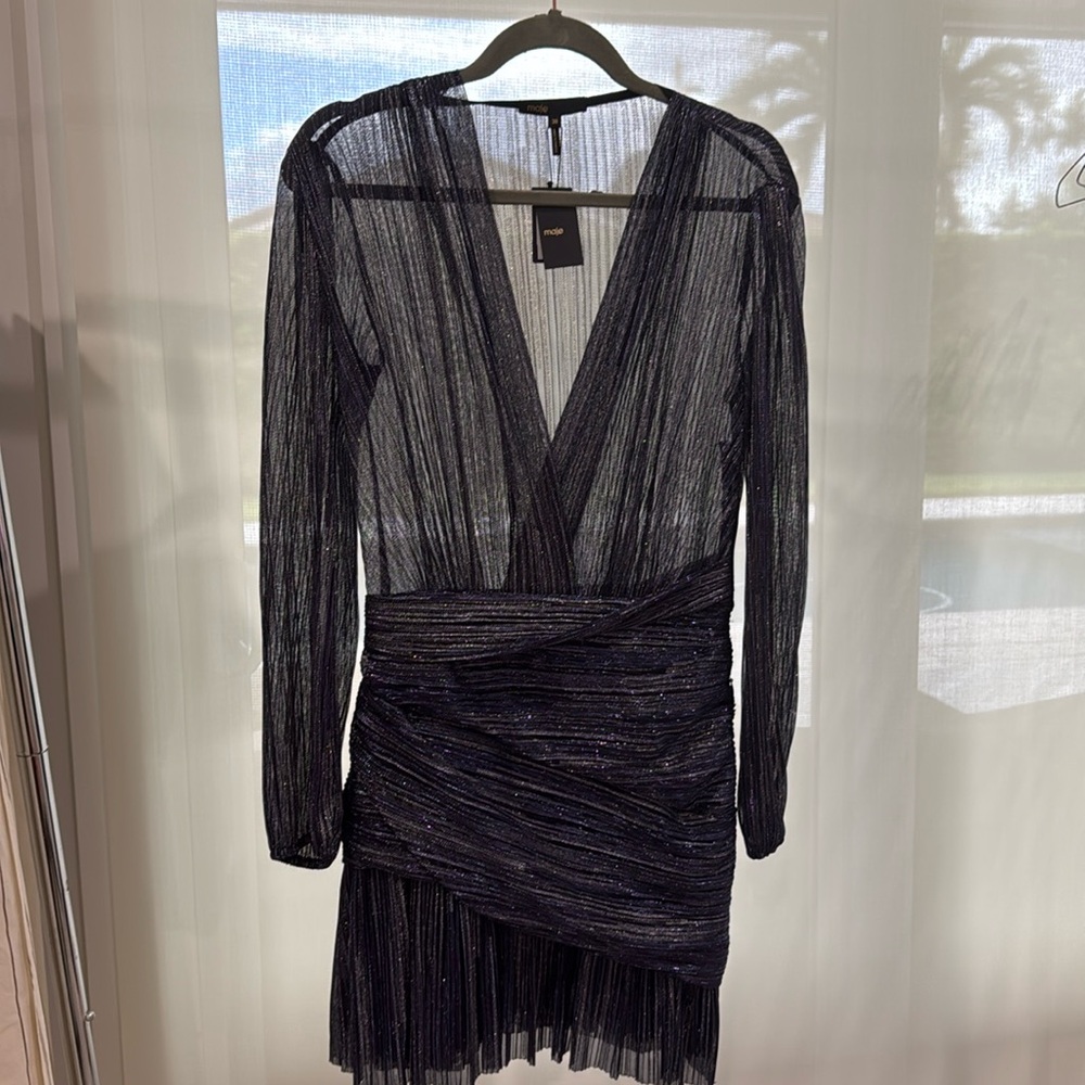 Maje long sleeve sheer dress